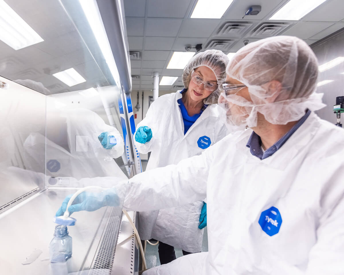 Polymer scientists in our process development laboratory